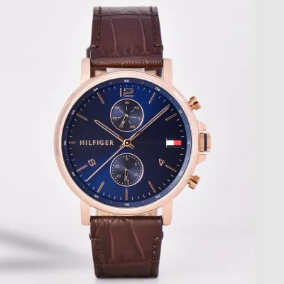 Tommy Hilfiger Brown Leather Men's Multi-function Watch